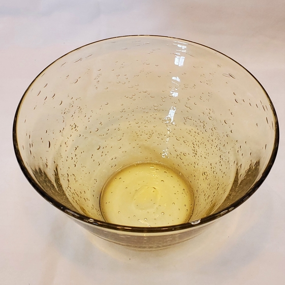 Vintage Hand Blown Bubble Art Glass Medium Amber Bowl - Picture 5 of 8